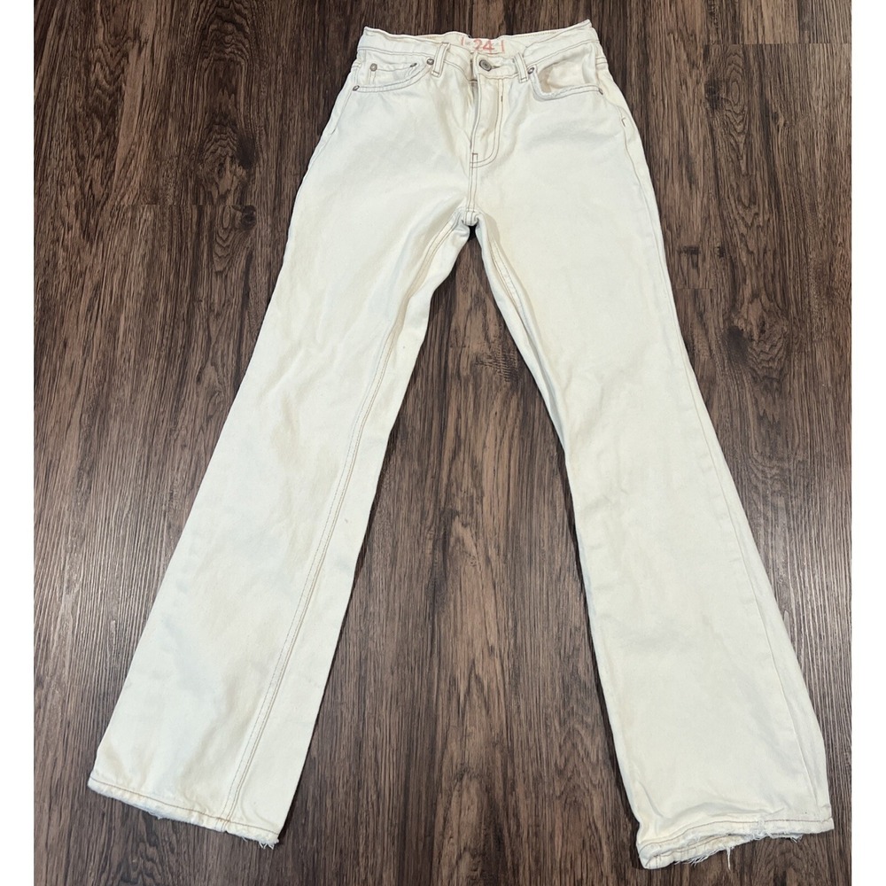 Free People High-Rise Flare Jeans Size 24 Color Ivory